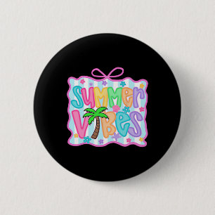 Badge Rond 5 Cm Vibes estivales girly Coquette Bow Vacances à la p