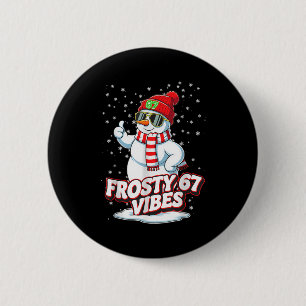 Badge Rond 5 Cm Vibes Glacials 67 Bonhomme de Neige Pour Hiver - S