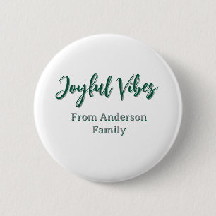 Badge Rond 5 Cm Vibes joyeux Noël vert nom de famille