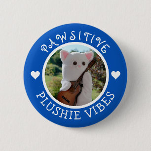Badge Rond 5 Cm Vibes Plushie bleu Cute Kawaii