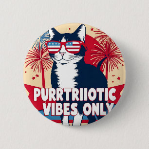 Badge Rond 5 Cm Vibes purtriotiques uniquement - Bouton de chat