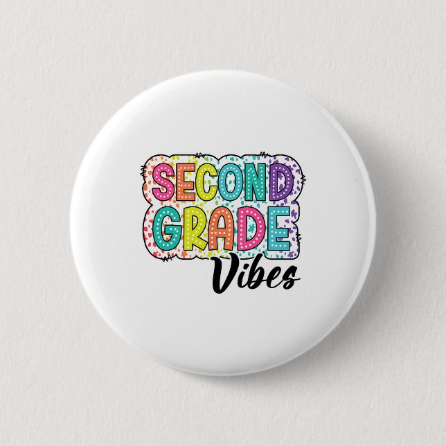 Badge Rond 5 Cm Vibes rétro de 2e année Ck pour l'école Équipe de  (Devant)