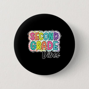 Badge Rond 5 Cm Vibes rétro de deuxième année Retour à l'école 2e