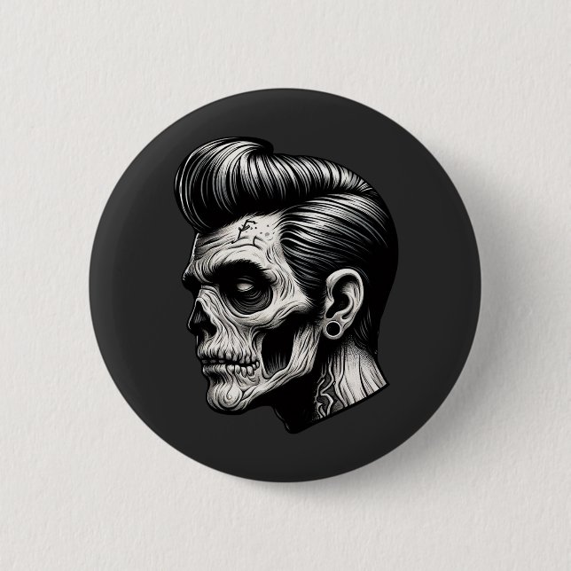 Badge Rond 5 Cm Vibes Rockabilly Zombie (Devant)