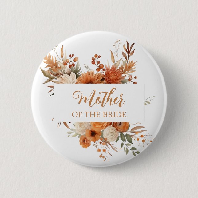 Badge Rond 5 Cm Vibrant Automne Floral Mère De La Mariée (Devant)