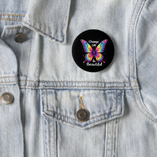Badge Rond 5 Cm Vibrant 'Change is Beautiful' Butterfly