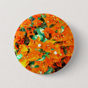 Badge Rond 5 Cm Vibrant Orange Bougainvillea Flowers