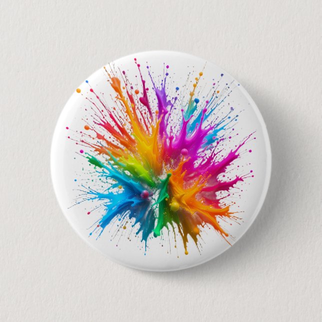 Badge Rond 5 Cm Vibrant Rainbow Paint Splatter Explosion (Devant)