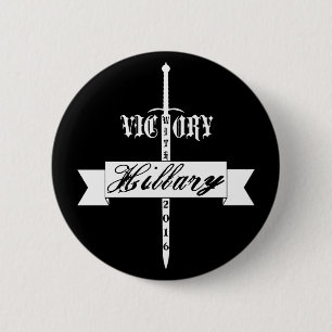 Badge Rond 5 Cm Victoire avec Hillary - 2016