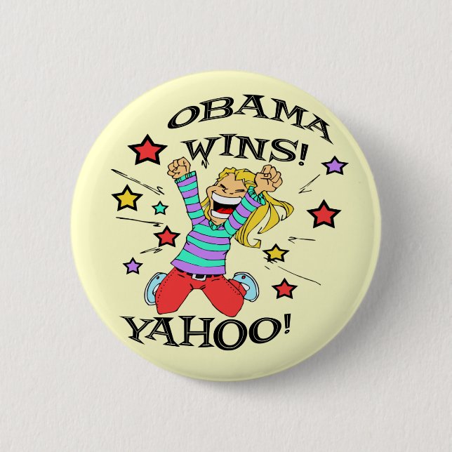 BADGE ROND 5 CM VICTOIRES D'OBAMA (Devant)