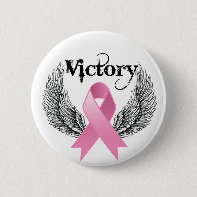 Badge Rond 5 Cm Victory Wings Cancer du sein (Devant)