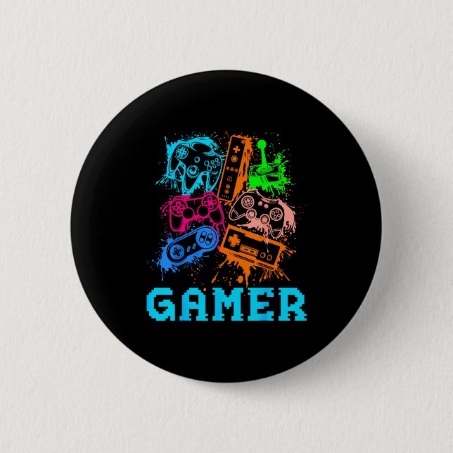 Badge Rond 5 Cm Video Game Console Controllers Clic Gamer Lover Co (Devant)