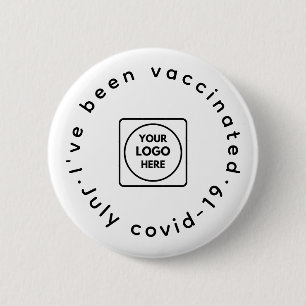 Badge Rond 5 Cm Vidéo vacciné-19   Conception du personnel du logo