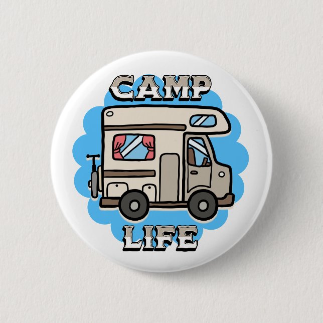 Badge Rond 5 Cm Vie de camp | Camper rétro (Devant)