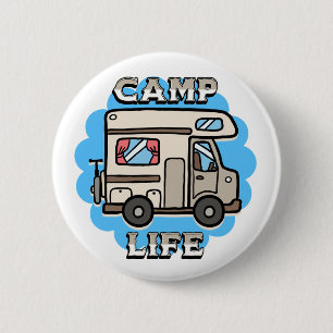 Badge Rond 5 Cm Vie de camp   Camper rétro