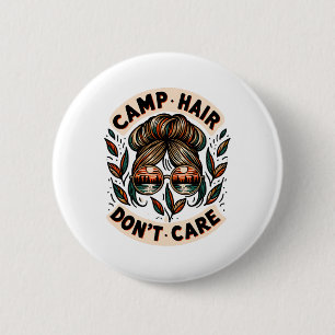 Badge Rond 5 Cm Vie de camping chignon désordonné Amour Camp Cheve