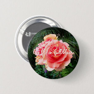 Badge Rond 5 Cm Vie en pleine floraison citation rose rose photo