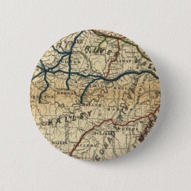 Badge Rond 5 Cm Vieille carte ferroviaire (Devant)