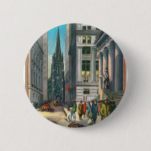 Badge Rond 5 Cm Vieille trinité et Wall Street, New York