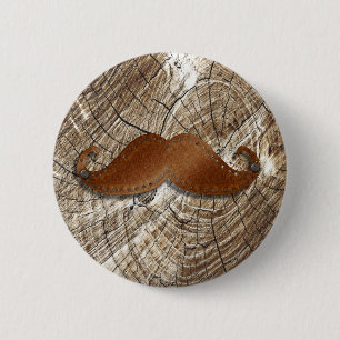 Badge Rond 5 Cm Vielle moustache en métal rouillé avec de petits t