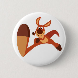 Badge Rond 5 Cm "Viens ! !" Bouton de Bouton Kangaroo Carton migno