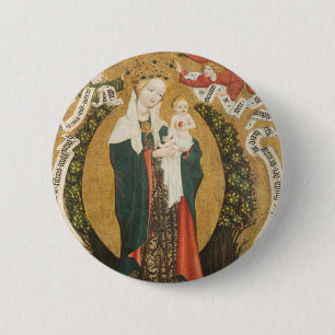 Badge Rond 5 Cm Vierge et enfant sur un croissant de lune de