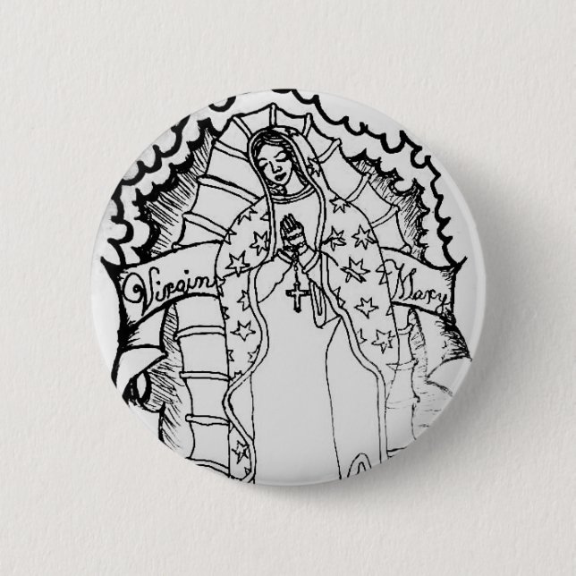 Badge Rond 5 Cm Vierge Marie (Devant)