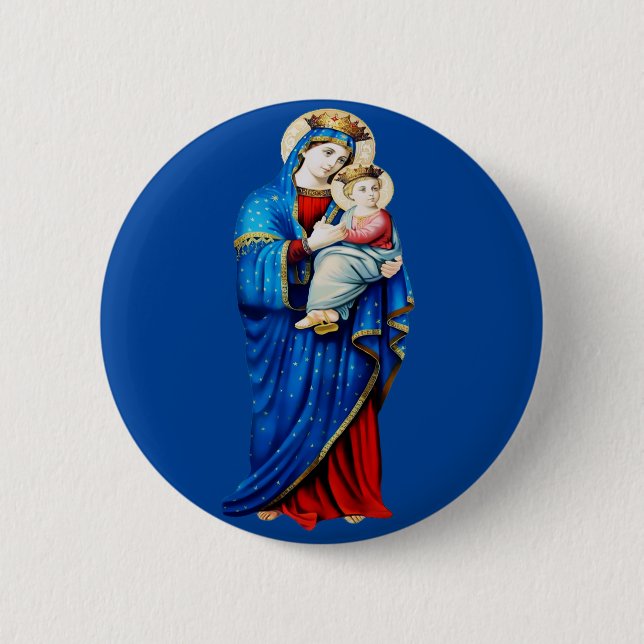 Badge Rond 5 Cm Vierge Marie avec l'Enfant Jésus (Devant)