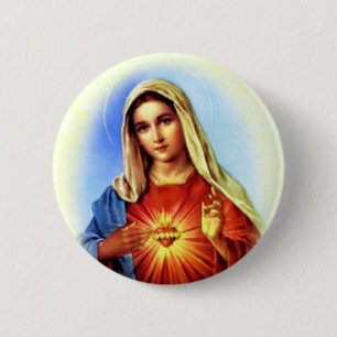 Badge Rond 5 Cm Vierge Marie béni - mère de Dieu