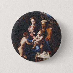 Badge Rond 5 Cm Vierge Marie et Enfant avec Jean-Baptiste