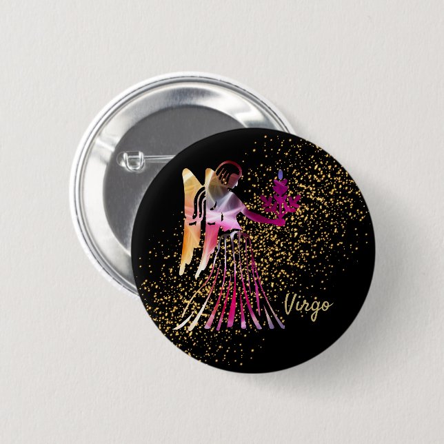Badge Rond 5 Cm Vierge - signe d'anniversaire (Devant & derrière)