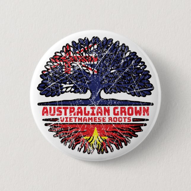 Badge Rond 5 Cm Vietnam Australian Australia Tree Roots (Devant)