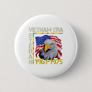 Badge Rond 5 Cm Vietnam Vétéran Era 1961 1975 Mémorial drapeau Amé