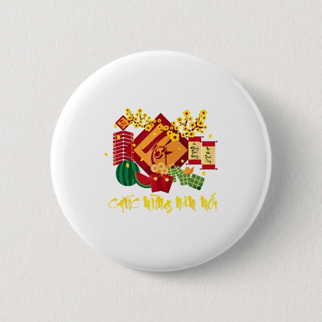 Badge Rond 5 Cm Vietnamese Lunar New Year 2026 Tet Viet Chuc Mung  (Devant)