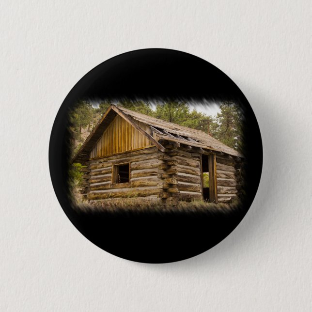 Badge Rond 5 Cm Vieux Cabine de montagne (Devant)