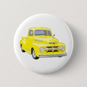 Badge Rond 5 Cm Vieux camion jaune