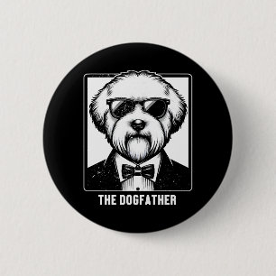 Badge Rond 5 Cm Vieux chien de berger anglais Le parrain du chien