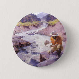 Badge Rond 5 Cm Vieux Cowboy, Cherchant de l'Or, Wyoming par Leigh