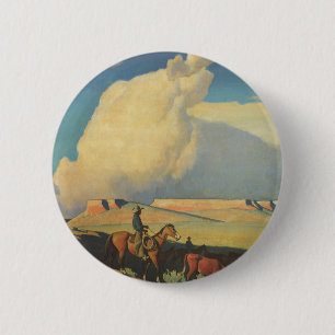 Badge Rond 5 Cm Vieux Cowboys, Rangelands by Maynard Dixon