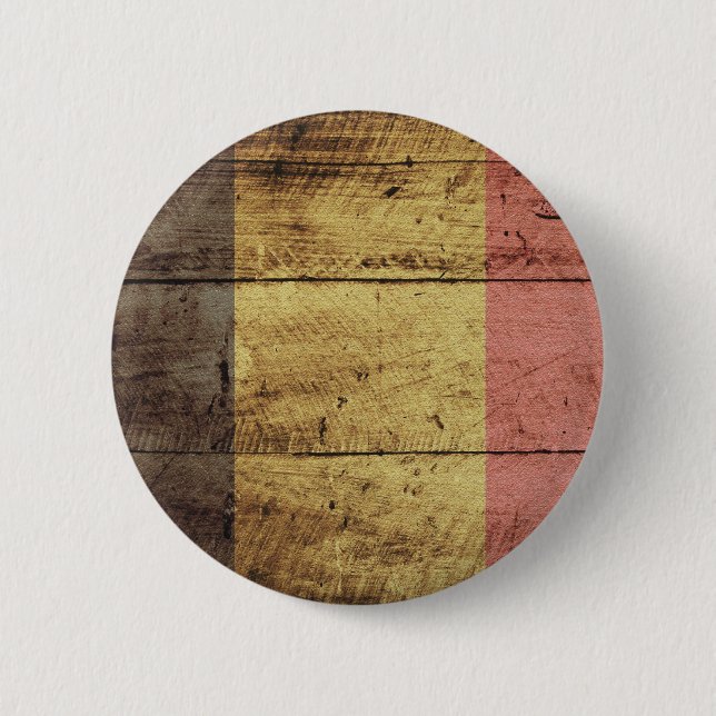 Badge Rond 5 Cm Vieux drapeau en bois de la Belgique (Devant)