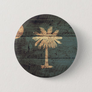 Badge Rond 5 Cm Vieux drapeau en bois de la Caroline du Sud ;