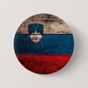 Badge Rond 5 Cm Vieux drapeau en bois de la Slovénie