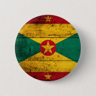 Badge Rond 5 Cm Vieux drapeau en bois du Grenada