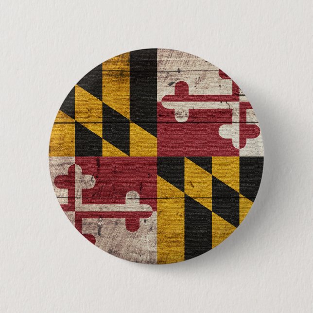 Badge Rond 5 Cm Vieux drapeau en bois du Maryland (Devant)