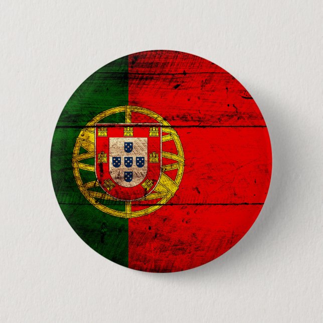 Badge Rond 5 Cm Vieux drapeau en bois du Portugal (Devant)