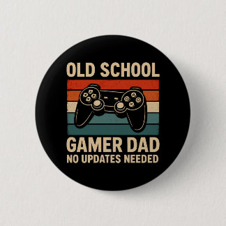 Badge Rond 5 Cm Vieux Gamer Papa Retro Contrôleur