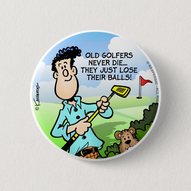 Badge Rond 5 Cm Vieux Golfeur (Devant)