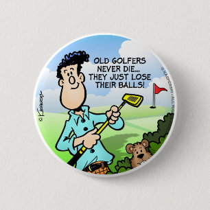 Badge Rond 5 Cm Vieux Golfeur