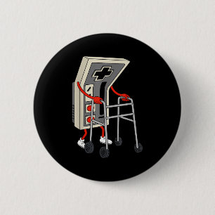 Badge Rond 5 Cm Vieux joueur drôle de jeu vidéo rétro 80s 90s Ol