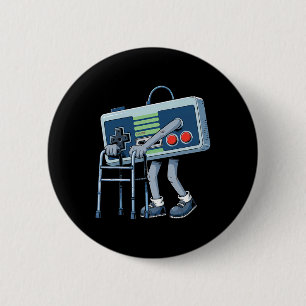 Badge Rond 5 Cm Vieux joueur rétro jeu vidéo Vieux joueur 80 drôle